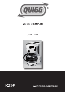 Mode d’emploi Quigg KZ9F Cafetière