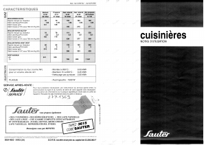 Mode d’emploi Sauter 521CP3TBN Cuisinière