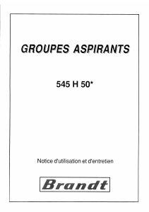 Mode d’emploi Brandt 545H501 Hotte aspirante