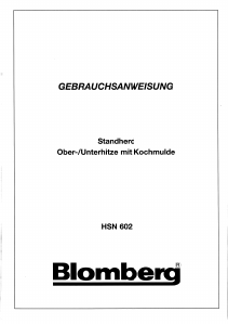 Bedienungsanleitung Blomberg HSN 602 Herd