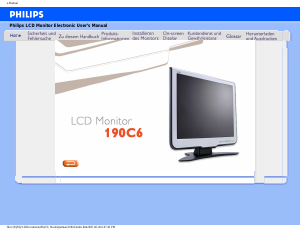 Bedienungsanleitung Philips 190C6FS LCD monitor