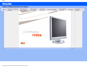 Manuale Philips 190S6FS Monitor LCD