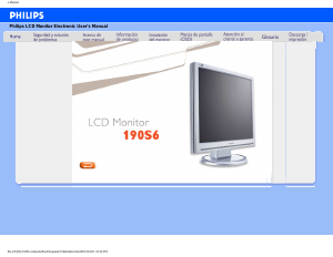 Manual de uso Philips 190S6FS Monitor de LCD