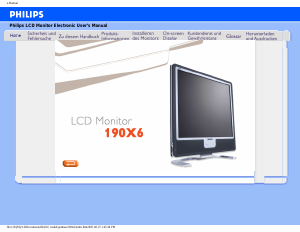 Bedienungsanleitung Philips 190X6FB LCD monitor