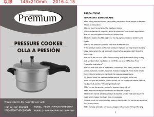 Manual Premium PPC1077 Pressure Cooker