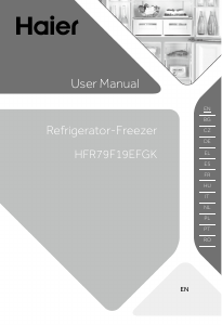 Mode d’emploi Haier HFR79F19EFGK(UK) Réfrigérateur combiné