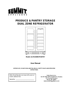 Manual Summit ALFD24WBVPANTRY Refrigerator
