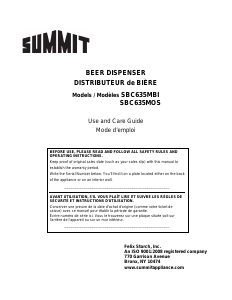 Mode d’emploi Summit SBC635MBINKDPL Système de tireuse