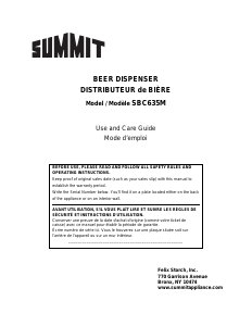 Mode d’emploi Summit SBC635MDPLTWIN Système de tireuse