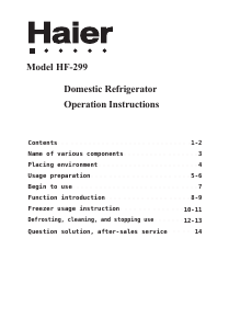 Manual Haier HF-299 Freezer