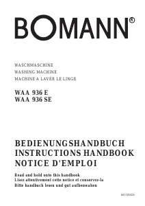 Mode d’emploi Bomann WAA 936 E Lave-linge