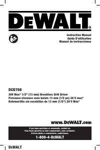 Mode d’emploi DeWalt DCD708B Perceuse visseuse