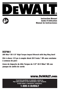 Manual de uso DeWalt DCF961GP1 Llave de impacto