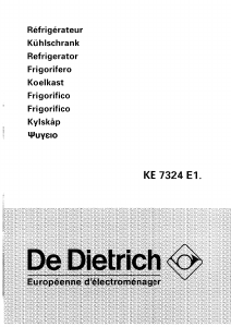 Bedienungsanleitung De Dietrich KE7324E1 Kühl-gefrierkombination