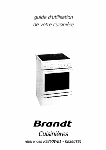 Mode d’emploi Brandt KE360TE1 Cuisinière