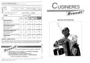 Mode d’emploi Brandt KF513B Cuisinière