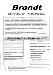 Mode d’emploi Brandt AHLN9W1E Hotte aspirante
