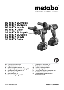 Bruksanvisning Metabo BS 18 LTX BL Quick Drill-skrutrekker