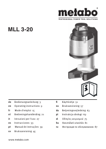 Руководство Metabo MLL 3-20 Лазерный уровень
