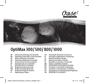 Bruksanvisning Oase OptiMax 300 Fontenepumpe