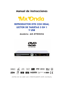 Manual de uso MX Onda MX-DVD8356 Reproductor DVD