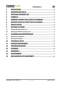 Handleiding Powerplus POWXG9513 Waterpomp