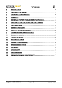 Handleiding Powerplus POWXG9418 Waterpomp