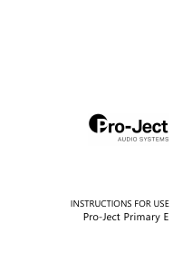 Handleiding Pro-Ject Primary E Platenspeler