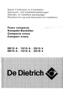 Handleiding De Dietrich 1610A Oven