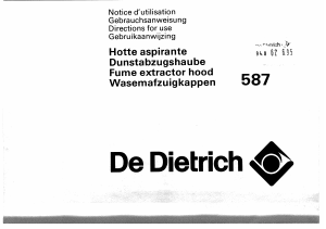 Mode d’emploi De Dietrich 587A Hotte aspirante