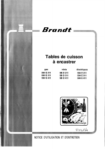 Mode d’emploi Brandt 584G211 Table de cuisson