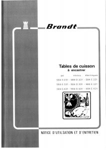 Mode d’emploi Brandt 584G231 Table de cuisson