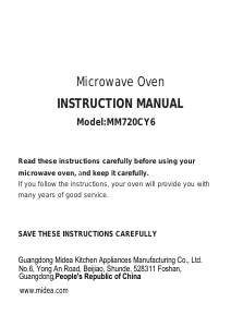 Manual Midea MM720CY6 Microwave