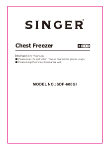 Manual Singer SDF-600GI Freezer