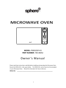 Manual Sphere P90D25EP-H3 Microwave