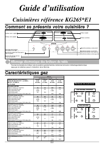 Mode d’emploi Brandt KG265WE1 Cuisinière