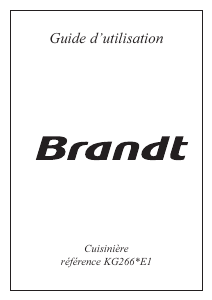 Mode d’emploi Brandt KG266TE1 Cuisinière