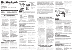 Manual de uso Hamilton Beach 40852 Hervidor