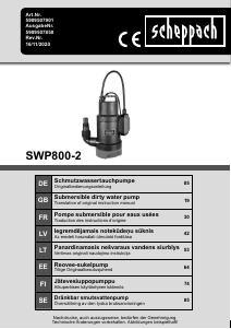 Mode d’emploi Scheppach SWP800-2 Pompe à eau