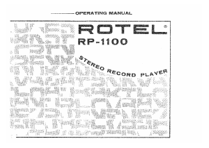 Handleiding Rotel RP1100 Platenspeler