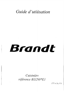 Mode d’emploi Brandt KG260WE1 Cuisinière