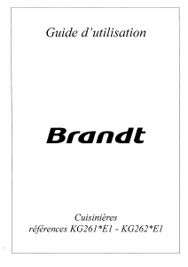 Mode d’emploi Brandt KG261WE1 Cuisinière
