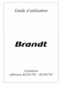 Mode d’emploi Brandt KG262WE1 Cuisinière