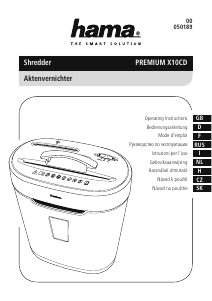 Manuál Hama Premium X10CD Skartovačka