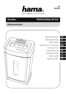 Manual Hama Professional M12CD Paper Shredder