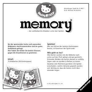 Bedienungsanleitung Ravensburger Hello Kitty Memory