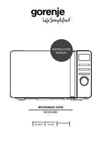 Kasutusjuhend Gorenje MO20S4BC Mikrolaineahi