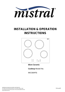 Handleiding Mistral MCC604TG Kookplaat