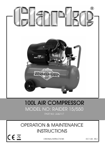 Manual Clarke Raider 15/550 Compressor