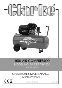 Handleiding Clarke Raider 15/1050 Compressor